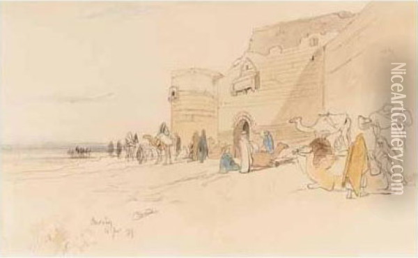 Beer Suez Oil Painting - Edward Lear