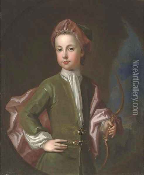 Portrait of a young gentleman of the Halsey family Oil Painting - Charles D'Agar