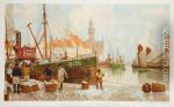 De Visschershaven Van Oostende Oil Painting - Hendrick, Henri Cassiers