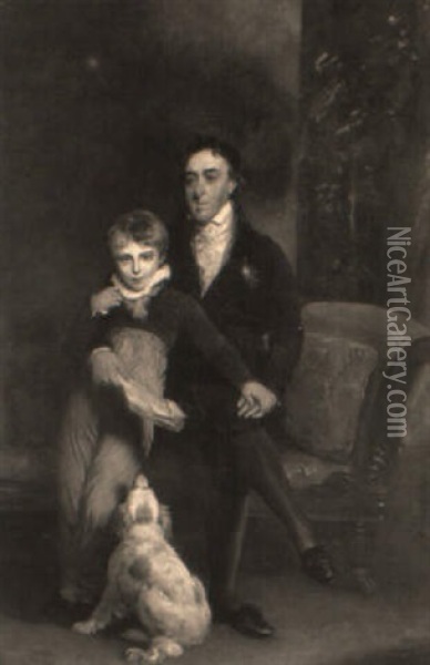 Portrait Of Mr. John Fletcher And His Son Oil Painting - William Owen