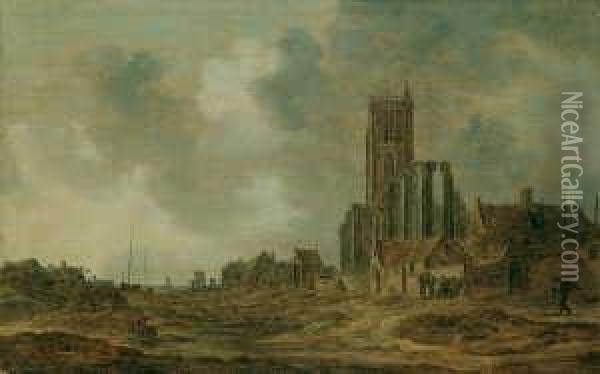 Die Zerstorte Kirche Von Egmond. Oil Painting - Jan van Goyen