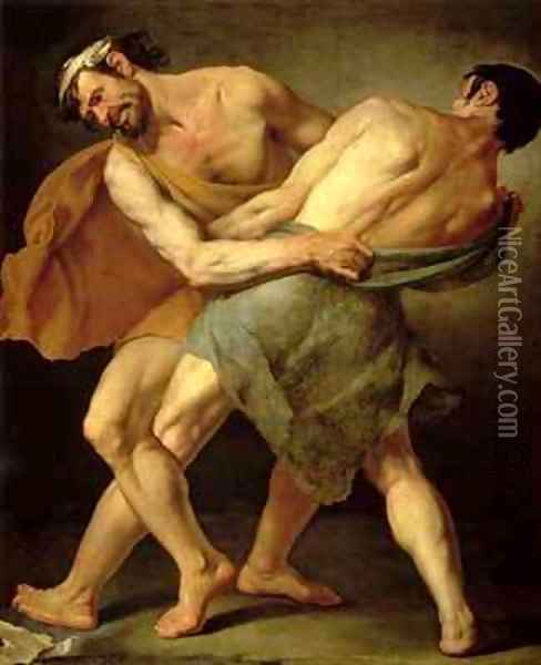 Two Wrestlers Oil Painting - Cesare Francazano