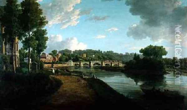 The Thames at Richmond Surrey Oil Painting - William Marlow