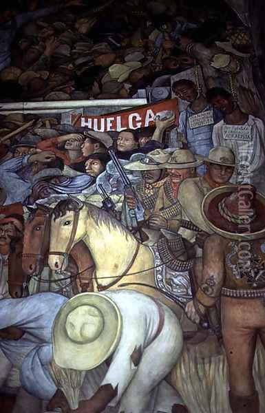 Repression, Mexico Today and Tomorrow, from the series, Epic of the Mexican People, 1934-5 Oil Painting - Diego Rivera