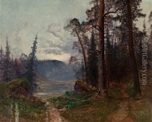 Path To The Water, 1889 Oil Painting - Johan Kindborg