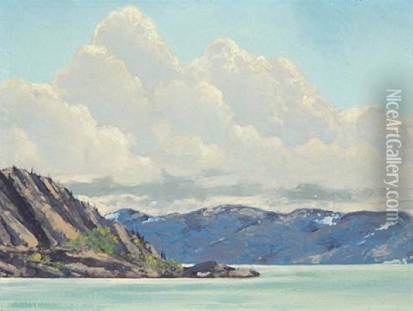 Thunderclouds Over Great Bear Lake N.w.t. Oil Painting - Francis Hans Johnston
