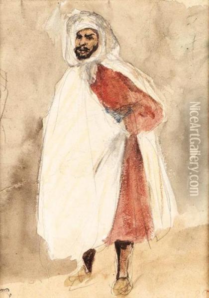 An Arab Chieftain Oil Painting - Eugene Delacroix