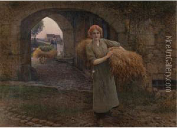 Carrying The Sheaves Oil Painting - Camille Bellanger