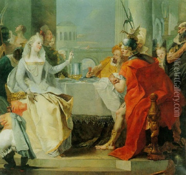 Cleopatra's Banquet Oil Painting - Giovanni Raggi