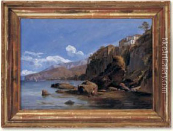 Fishermen At Sorrento Oil Painting - Thomas Fearnley