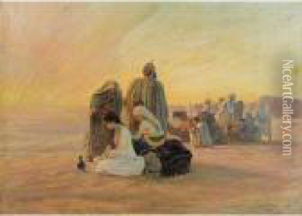 Le Repos Dans Le Desert Oil Painting - Otto Pilny