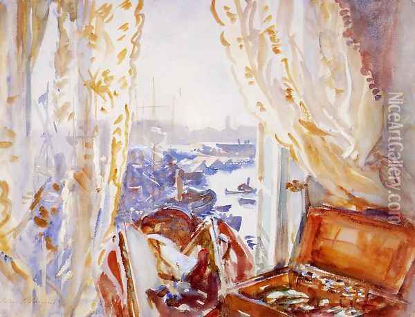 View from a Window, Genoa Oil Painting - John Singer Sargent