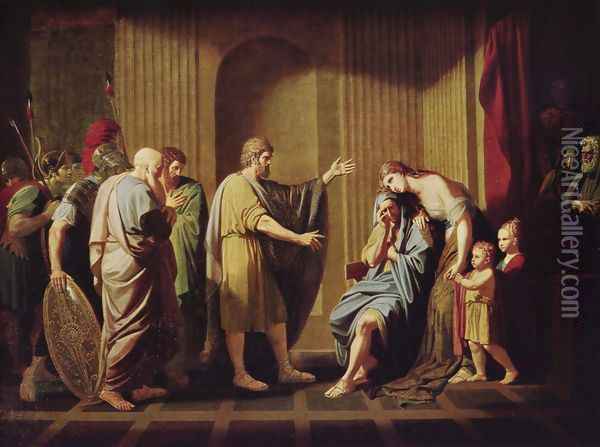 Kleombrotos sent into Exile by Leonidas II Oil Painting - Benjamin West