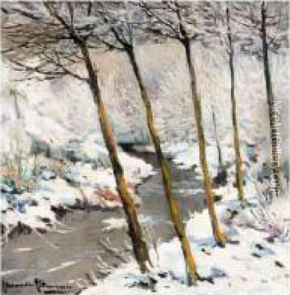 Winter Landscape Oil Painting - Alexander Altmann