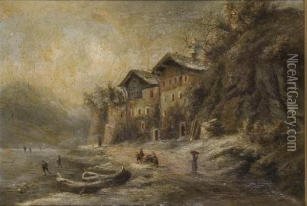 Scene D'hiver Dans Les Alpes Oil Painting - Herman Herzog