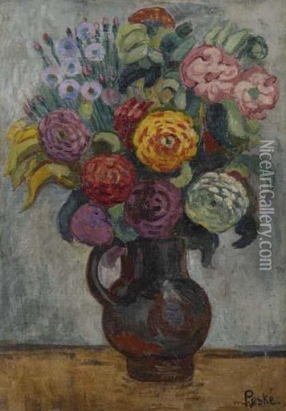 Bouquet De Fleurs. Oil Painting - Jean Peske