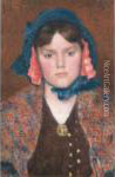 Girl With Shawl Oil Painting - Georges Lemmen