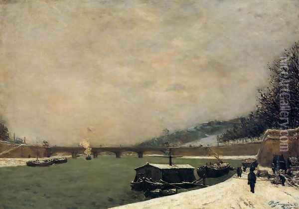 The Seine Pont D Iena Snowing Oil Painting - Paul Gauguin
