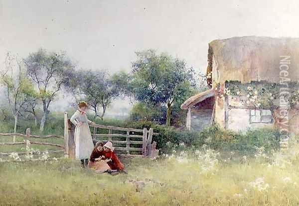 Picking meadow Flowers, 1897 Oil Painting - Benjamin D. Sigmund