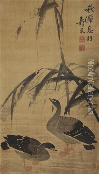 Wild Goose Oil Painting -  Bian Shoumin