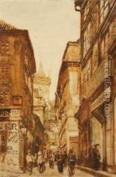 Melantrichova Street In Prague Oil Painting - Jan Angelo Zeyer