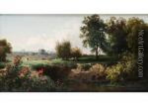 Landschaft Mit Einem Wassergraben Oil Painting - Johannes Josephus Destree