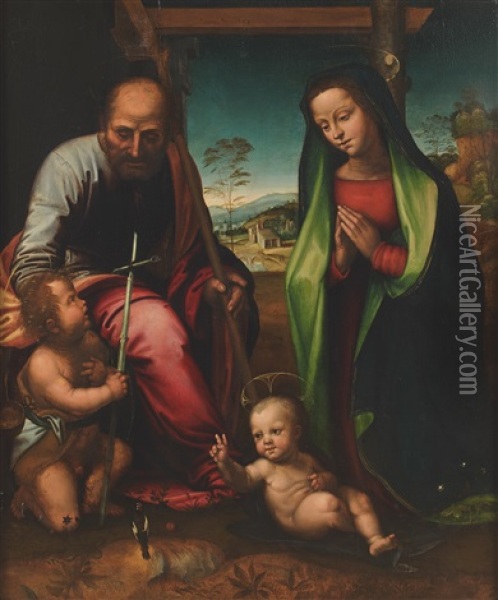 La Sainte Famille Avec Le Jeune Saint Jean Baptiste Oil Painting - Mariotto Albertinelli