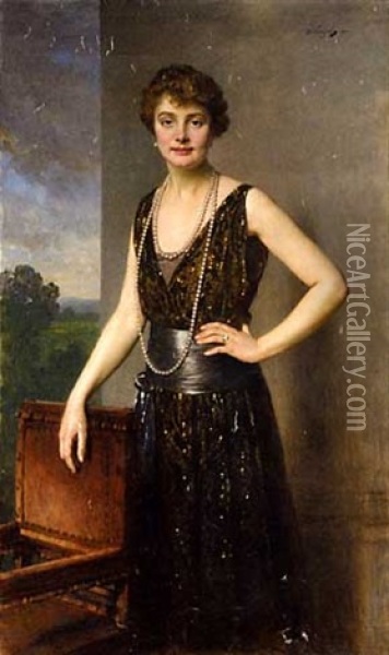 Portrait De Femme Oil Painting - Heinrich von Angeli