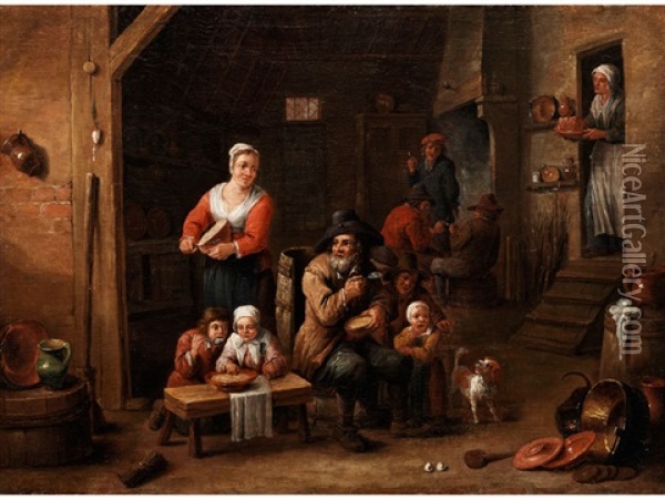Niederlandisches Genrebild Oil Painting - Matheus van Helmont