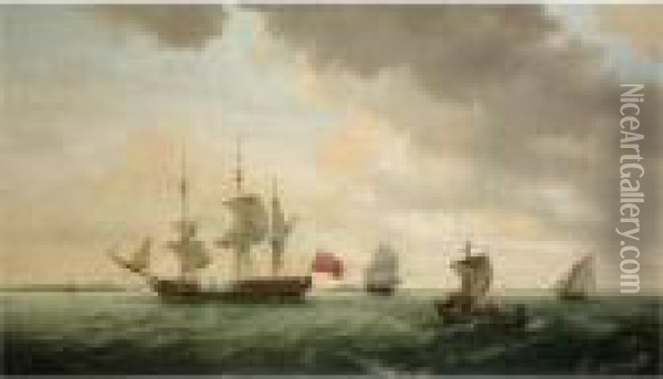 Shipping Off Harwich Oil Painting - Thomas Luny