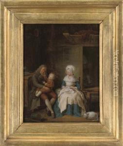 Family Time; And Domestic Life Oil Painting - Jean-Baptiste-Simeon Chardin