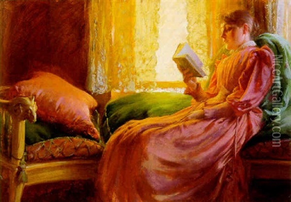 Girl Reading Oil Painting - Charles Courtney Curran