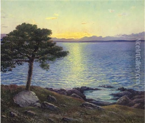 Sunset Over The Bay Oil Painting - Ivan Fedorovich Choultse
