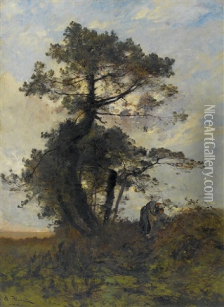 Bauerin Mit Kind Unter Knorrigem Baum Oil Painting - Leon Germain Pelouse