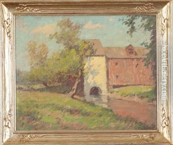 Landscape With Mill Oil Painting - John Henry Hintermeister