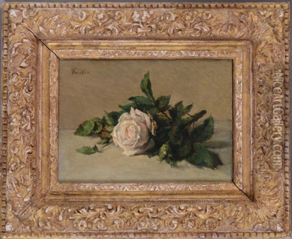 White Rose Oil Painting - Henri Fantin-Latour