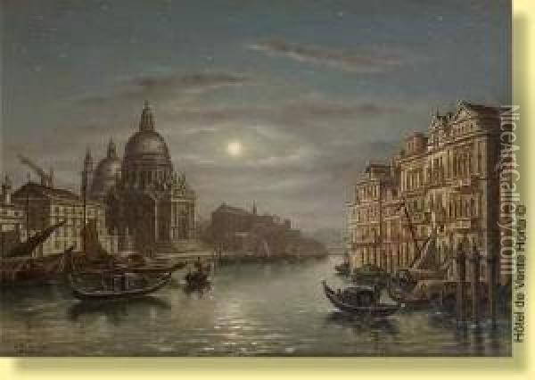Vue De Venise Au Crepuscule Oil Painting - Victor Vervloet