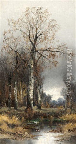 Herbstwald Oil Painting - Georg Fischhof