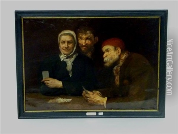 La Partie De Cartes Oil Painting - Adrien Ferdinand de Braekeleer