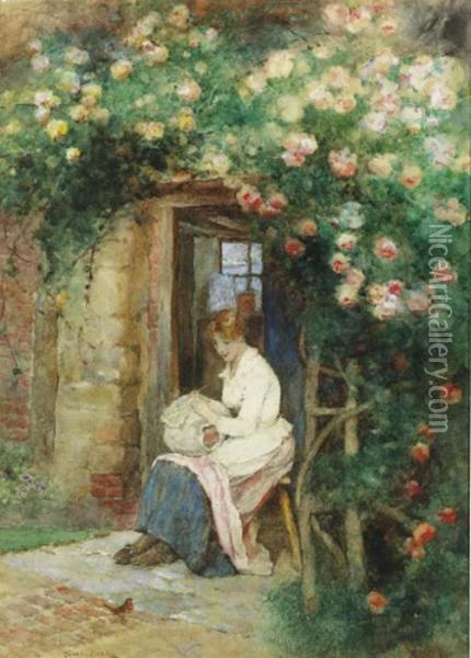 The Lacemaker's Cottage Oil Painting - David Woodlock