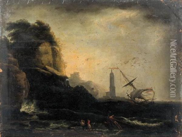 Burrasca Presso Una Marina Mediterranea Oil Painting - Horace Vernet