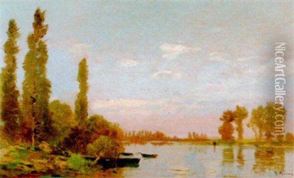Abendliche Flusslandschaft Oil Painting - Hermann David Salomon Corrodi