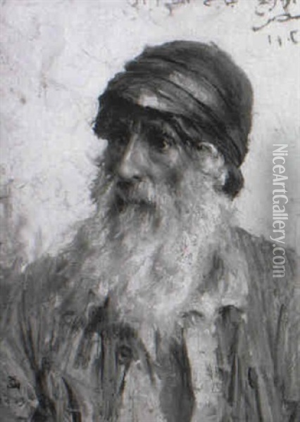 The Old Merchant, Cairo Oil Painting - Georges Gaste