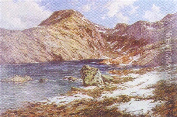 Lac De L'herpie Dans Le Massif Des Grandes-rouses Oil Painting - Charles Alexandre Bertier