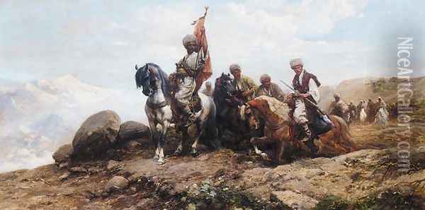 Cossacks Gathering for the Hunt Oil Painting - Michal Gorstkin Wywiorski