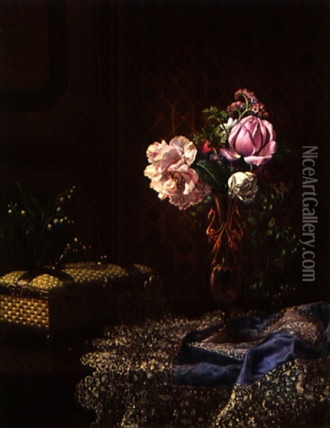 Floral Piece Oil Painting - Martin Johnson Heade