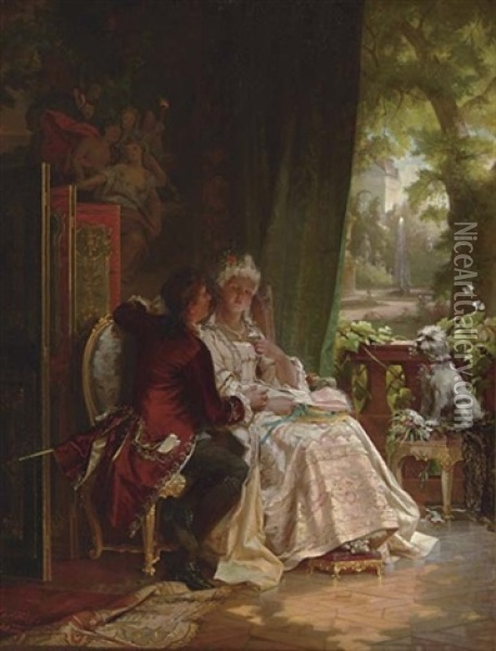 The Courtship Oil Painting - Carl Herpfer