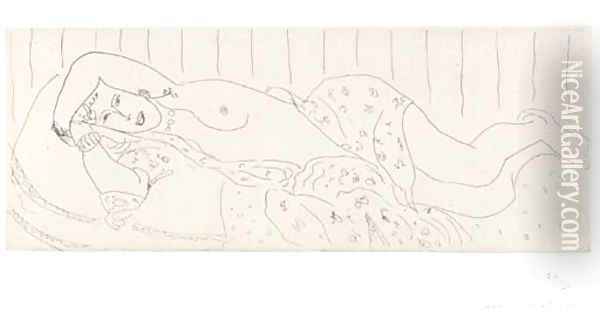 Nu couche, drape dans une etoffe fleurie Oil Painting - Henri Matisse
