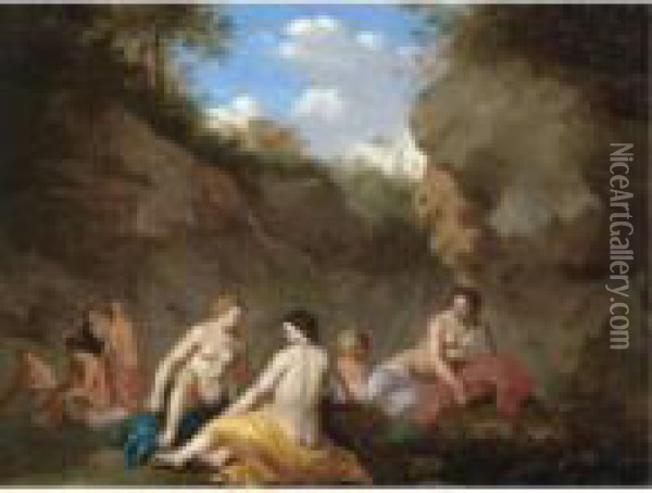 Diana And Her Nymphs By A Pool Oil Painting - Jan van Haensbergen