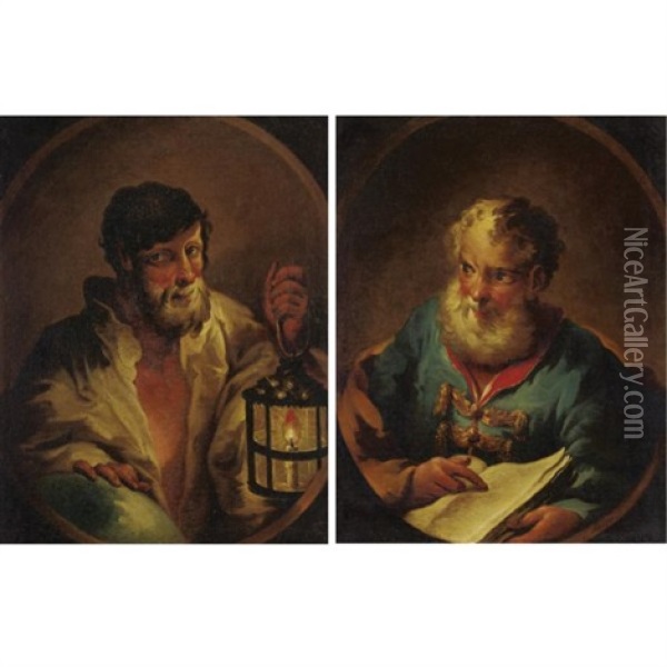 Portrait Of Diogenes (+ Portrait Of Socrates; Pair) Oil Painting - Balthasar Riepp